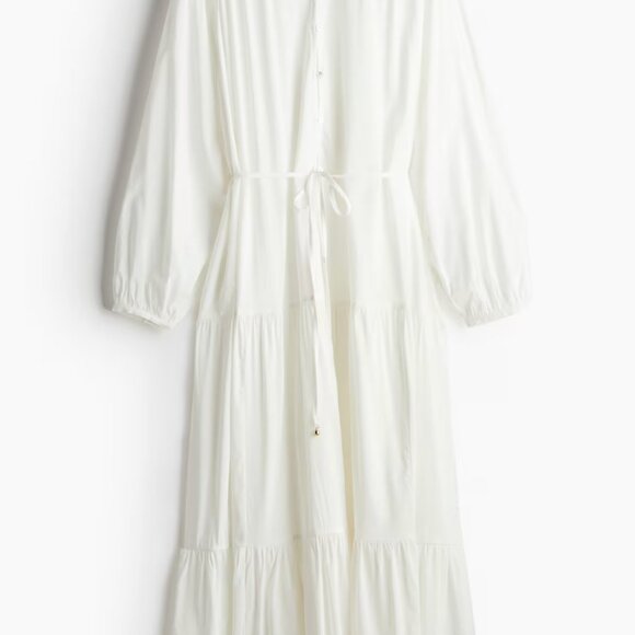 H&M White Maxi Dress – Oversized Tiered Silhouette - Picture 2 of 2